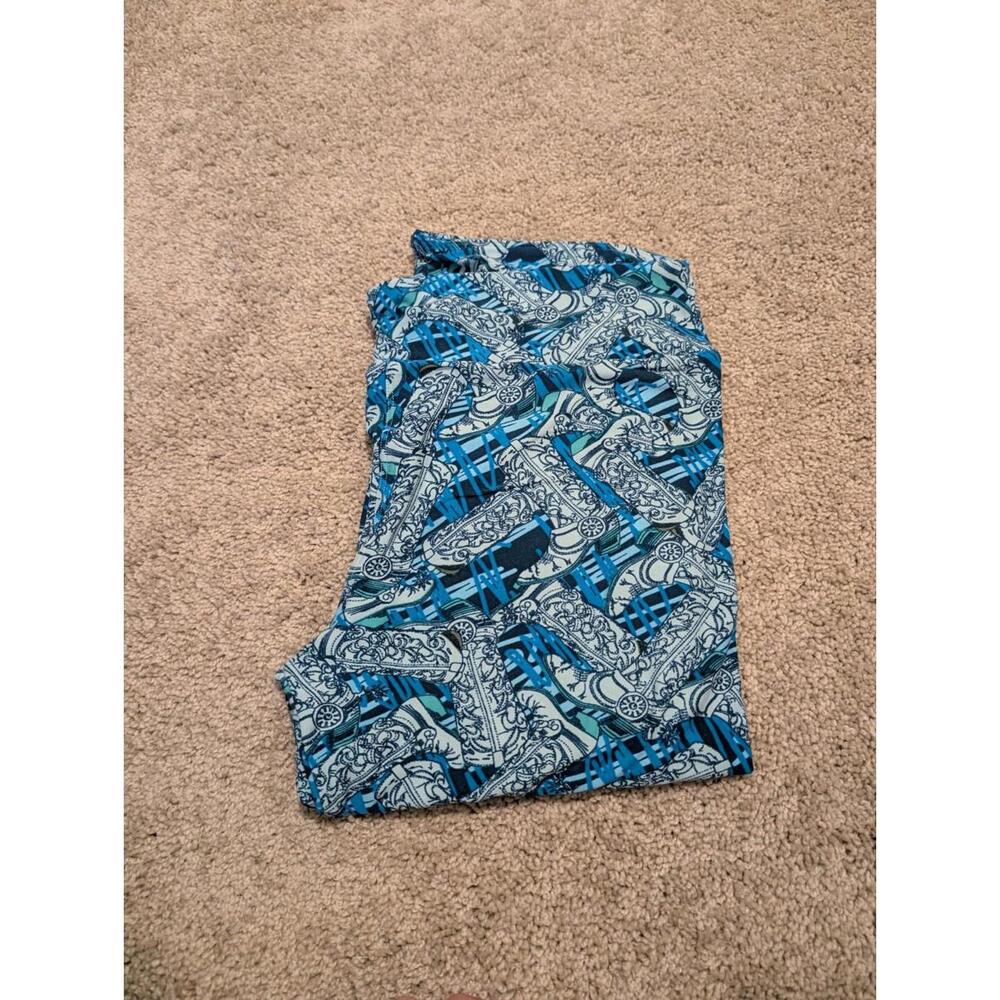 LuLaRoe TC Leggings Blue Cowboy Boots Western fl-17